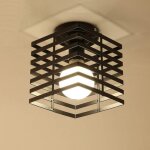 Apex plafonnier industriel en forme de cage, lustre en fer forg�, compatible avec les douilles e27, noir. ...