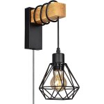 Aplique mural cage avec c�ble et prise 'roden' - noir