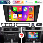 Apple carplay pour bmw s�rie 3 e90 e91 e92 e93, autoradio android 15 pouces avec bluetooth - 4 + 64g ...