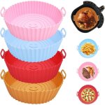 Applicable 4pcs panier réutilisable silicone rond friteuse à air en silicone pot antiadhésif avec motif ... Applicable 4pcs panier réutilisable silicone rond friteuse à air en silicone pot antiadhésif avec motif ...
