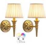 Applique de chevet sans fil, alimente par piles, recouverte de tissu et tlcommande rvb, idale pour ...