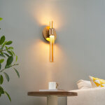 Applique cylindrique finition laiton art d�co verre ambr� - cyllia