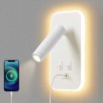 Applique d'int�rieur led, lampe de chevet, avec interrupteur, avec port usb, 13w blanc
