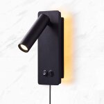 Applique led, lampe de lecture de chevet avec interrupteur, lumire d'ambiance chambre (led3 + 10w) noire, ...