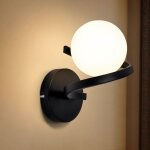 Applique murale � 1 flamme - lampe murale int�rieure moderne en m�tal noir pour couloir ou chambre avec ...