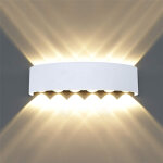 Applique murale 12 led lampe ampoule en alu lumiere blanche chaude noir pour maison couloir