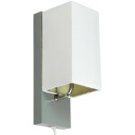 Applique murale abat jour tissu blanc socle metal gris lampe 1 spot lumi�re led
