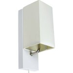 Applique murale abat jour tissu blanc socle metal lampe 1 spot lumi�re led