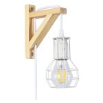 Applique murale en bois et cage 'mica' avec ampoule de 4w 2700k - blanc
