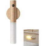 Applique murale en bois avec d�tecteur de mouvement rechargeable par usb blanc chaud sans fil avec interrupteu ...