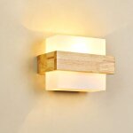 Applique murale bois style vintage industriel ? lampe chevet scandinave, abat - jour verre blanc, salon, ...