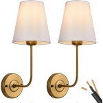 Appliques murales de chambre, lot de 2, appliques murales vintage en laiton antique avec abat - jour ...