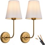 Appliques murales de chambre, lot de 2, appliques murales vintage en laiton antique avec abat - jour ...