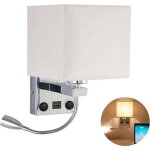 Applique murale de chevet, lampe murale led usb flexible lampe de lecture support de bras pivotant pour ...