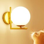 Applique murale de cr�ativit� moderne avec abat - jour en verre boule, e27 fini dor� appliques murales ...