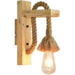 Applique murale design r�tro, corde de chanvre en bois, lampes de chevet pour h�tel de couloir, luminaires ...