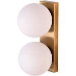Applique murale dor�e avec double boule en verre opalin h31 cm