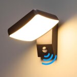 Applique murale exterieur avec d�tecteur de mouvement, �clairage mural 24w 1600lm led panneau rotatif, ...