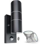 Applique murale exterieur / int�rieur, d�tecteur de mouvement noir 5w, luminaire exterieur led moderne ...