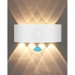 Applique murale exterieur, lampe detecteur de mouvement interieur 8w, applique murale chambre 3000k blanc ...