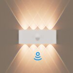 Applique murale exterieur, lampe detecteur de mouvement interieur 8w, applique murale chambre 3000k blanc ...