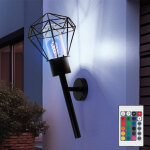 Applique murale d'ext�rieur lampe de jardin lampe torche noire applique vintage, acier inoxydable, t�l�command ...