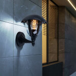 Applique murale d'ext�rieur lanterne noire lampe de porte d'entr�e applique ext�rieure verre clair, aluminium, ...
