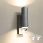 Applique murale ext�rieure led en acier inoxydable avec d�tecteur de mouvement pir r�glable et interrupteur ...