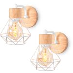 Wottes - applique murale industriel rtro luminaire murale diamant cage cratif lampe murale en bois ...