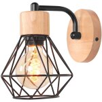 Applique murale industriel rtro luminaire murale diamant cage cratif lampe murale en bois et mtal ...