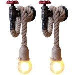 Appliques murales industriel r�tro tuyau et corde de chanvre 80 cm, luminaire �clairage e27 pour d�coration ...
