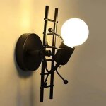 Applique murale int�rieur design e27 lampe murale humano�de contemporain en m�tal noir