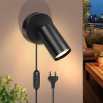 Applique murale int�rieur, lampe murale gu10 avec interrupteur et prise, pivotante 350� spot mural vintage ...