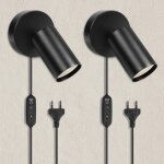 Applique murale int�rieur, lampe murale gu10 avec interrupteur et prise, pivotante 350� spot mural vintage ...