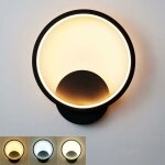 Applique murale interieur led 12w, applique murale design ronde noir, blanc chaud blanc naturel blanc ...