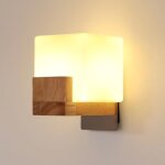 Applique murale int�rieure bois, lampe murale chambre vintage, e27 abat - jour en verre lanterne murale ...