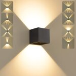 Applique murale int�rieure / ext�rieure � led blanc chaud, carr�e noire, �tanche ip65, angle de faisceau ...