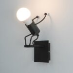 Applique murale int�rieure silhouette humaine, luminaire mural industriel r�tro avec douille e27 pour ...