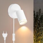 Applique murale avec interrupteur et prise - applique murale int�rieure blanc - applique moderne avec ...