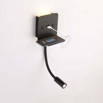Applique murale + lampe de lecture led 3w + 6w avec port usb - noir