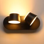 Applique murale led 12w 2 ampoules avec interrupteur - blanc chaud 3000k - spot d�coratif r�glable up ...