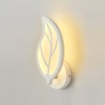 Applique murale led 12w, applique murale acrylique, lampe murale interieur blanche forme de feuille, ...
