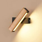 Applique murale led, 4w 400lm luminaire mural interieur en bois 360� rotatif