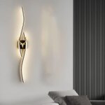 Applique murale led contemporaine de luxe , motif bois de cerf dor�, noire, blanc chaud 3000k, pour chambre, ...