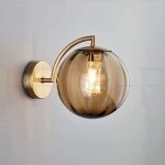 Applique murale led globe en verre color� applique murale dor�e support en m�tal complet simple applique ...