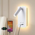 Applique murale led lampe de lecture murale avec port usb c + a, lampe de chevet t�te de lit avec veilleuse ...