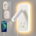 Applique murale led, liseuse de chevet avec interrupteur, port de charge usb, �clairage d'ambiance r�glable ...