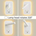 Applique murale led, liseuse de chevet avec interrupteur, port de charge usb, rglable (lumire naturelle ...