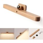Applique murale led pour miroir de salle de bain, 30 cm, en bois, design magntique, intensit variable ...