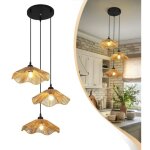Applique murale led en rotin, lampe feuille de lotus, lumi�re chaude, lustre r�tro, plafonnier, convient ...